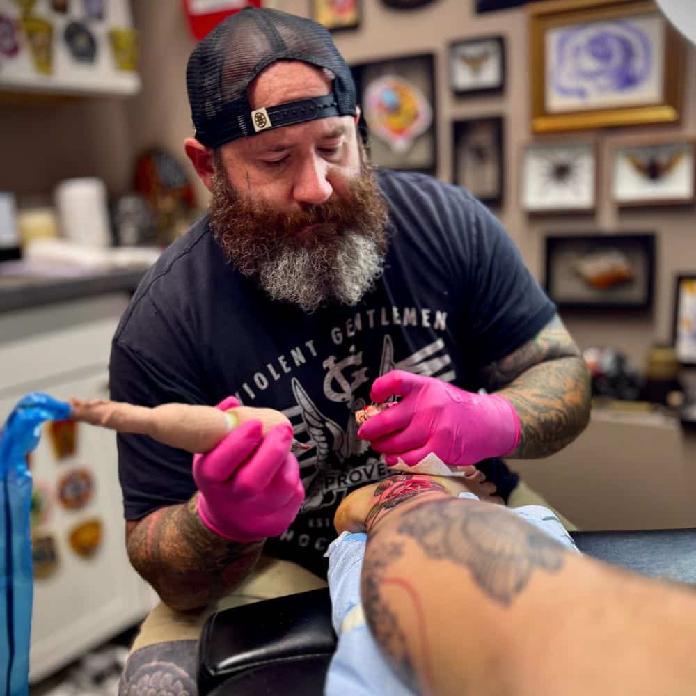 Derek Cilla, tattoo artist at Steel City Tattoo in Bethlehem, PA